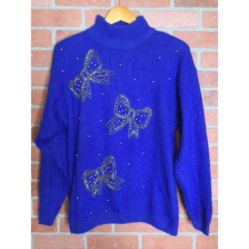 Vintage Dana Scott Womens Sweater Beaded Silk Blend Size M Coquette Girlhood
